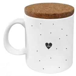 Mug tasse - Céramique avec couvercle en liège - imprimé - Citation Fête des mères - Maman chérie je t'aime pour la vie