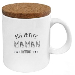 Mug tasse - Céramique avec couvercle en liège - imprimé - Citation Fête des mères - Ma petite maman d'amour