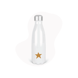 Bouteille gourde isotherme acier inox - Blanc - 350 ml - imprimé illustration étoile