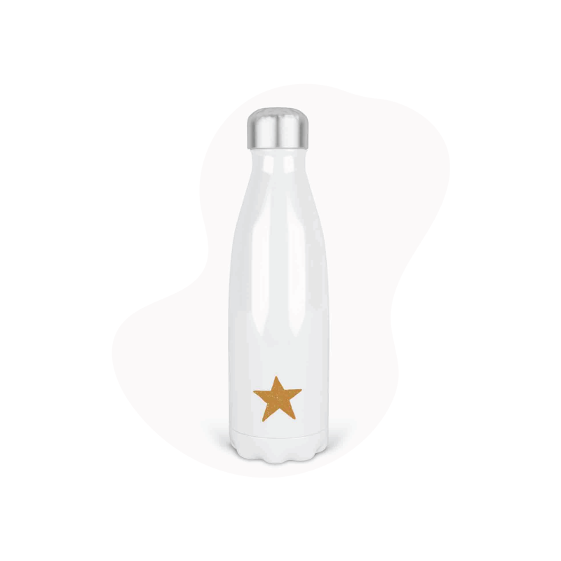 Bouteille gourde isotherme acier inox - Blanc - 350 ml - imprimé illustration étoile