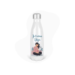 Bouteille gourde isotherme acier inox - Blanc - 350 ml - imprimé illustration Naissance