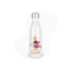 Bouteille gourde isotherme acier inox - Blanc - 350 ml - imprimé illustration Sorcière tu es magique