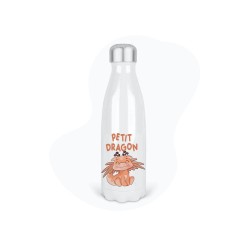 Bouteille gourde isotherme acier inox - Blanc - 350 ml - imprimé illustration Petit dragon