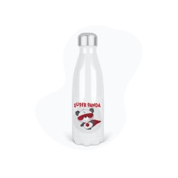 Bouteille gourde isotherme acier inox - Blanc - 350 ml - imprimé illustration panda super héros