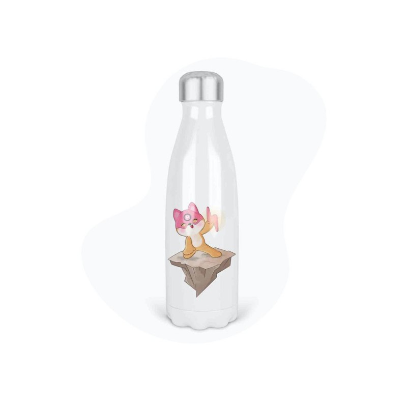 Bouteille gourde isotherme acier inox - Blanc - 350 ml - imprimé illustration Animaux super héros