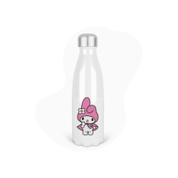 Bouteille gourde isotherme acier inox - Blanc - 350 ml - imprimé illustration Manga kawaii lapin