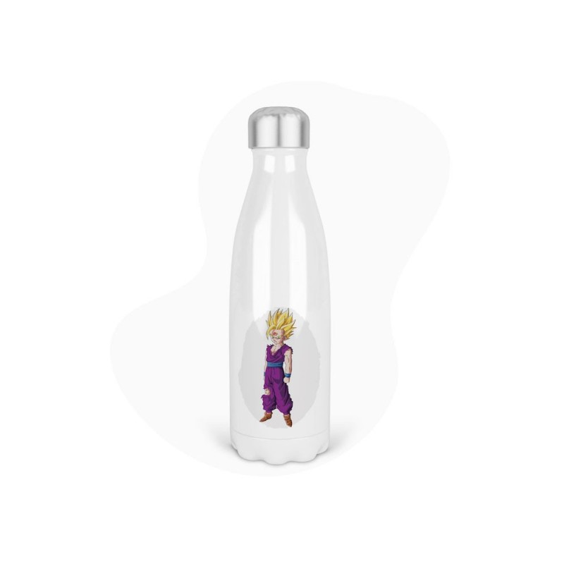 Bouteille gourde isotherme acier inox - Blanc - 350 ml - imprimé illustration Manga anime
