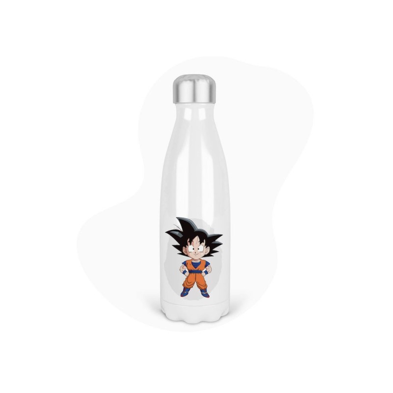 Bouteille gourde isotherme acier inox - Blanc - 350 ml - imprimé illustration Manga anime