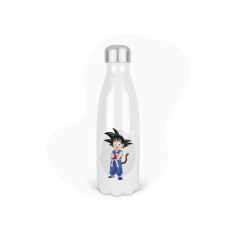Bouteille gourde isotherme acier inox - Blanc - 350 ml - imprimé illustration Manga anime