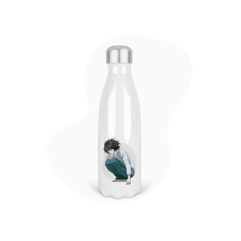 Bouteille gourde isotherme acier inox - Blanc - 350 ml - imprimé illustration Manga anime