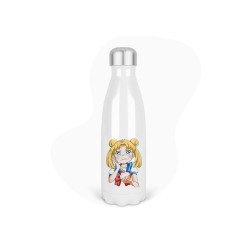 Bouteille gourde isotherme acier inox - Blanc - 350 ml - imprimé illustration Manga anime