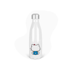 Bouteille gourde isotherme acier inox - Blanc - 350 ml - imprimé illustration Manga kawaii