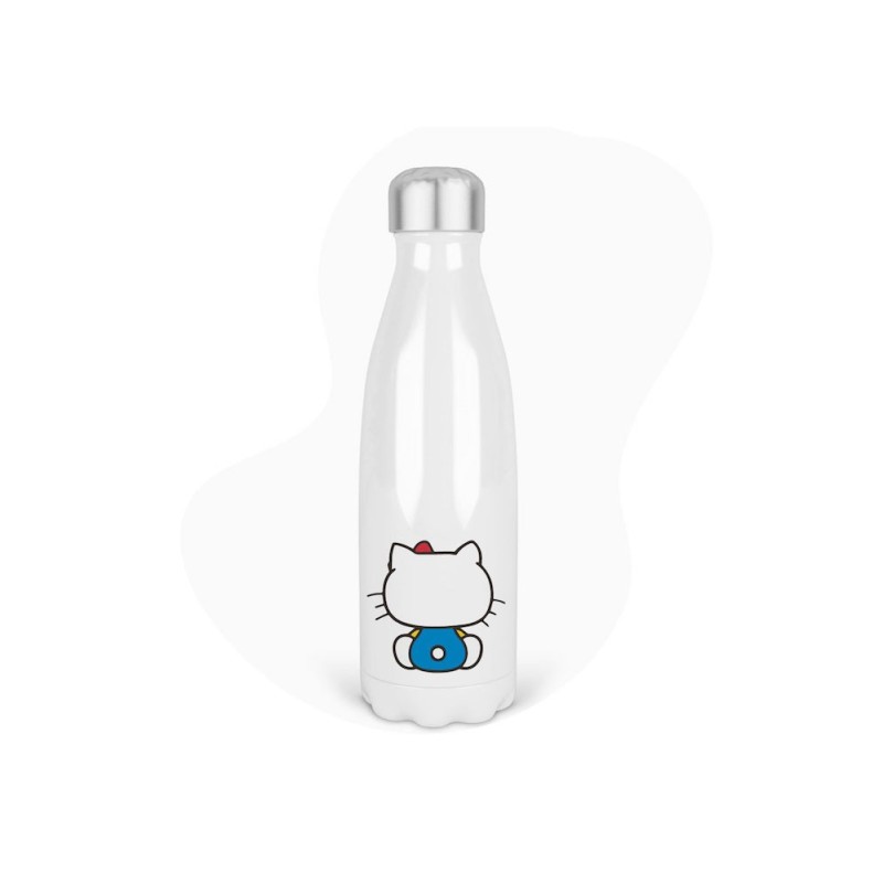 Bouteille gourde isotherme acier inox - Blanc - 350 ml - imprimé illustration Manga kawaii