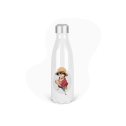 Bouteille gourde isotherme acier inox - Blanc - 350 ml - imprimé illustration Manga anime