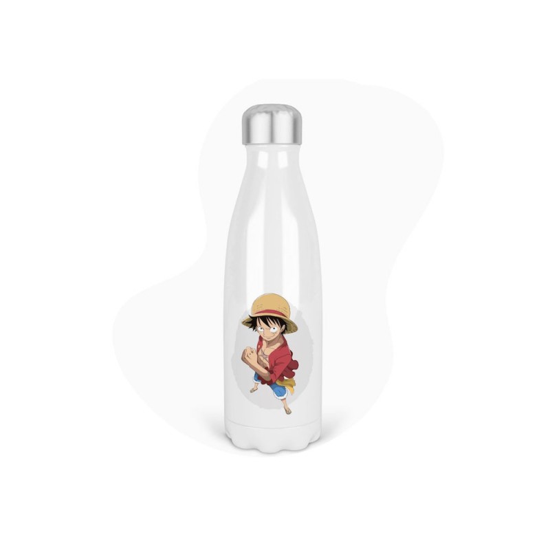 Bouteille gourde isotherme acier inox - Blanc - 350 ml - imprimé illustration Manga anime
