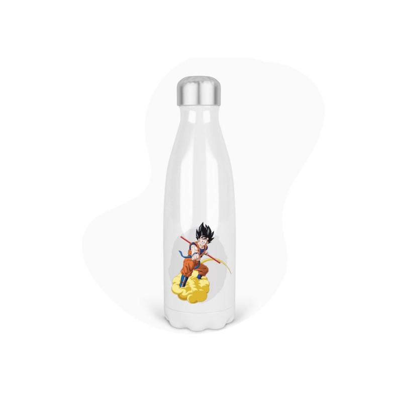Bouteille gourde isotherme acier inox - Blanc - 350 ml - imprimé illustration Manga anime