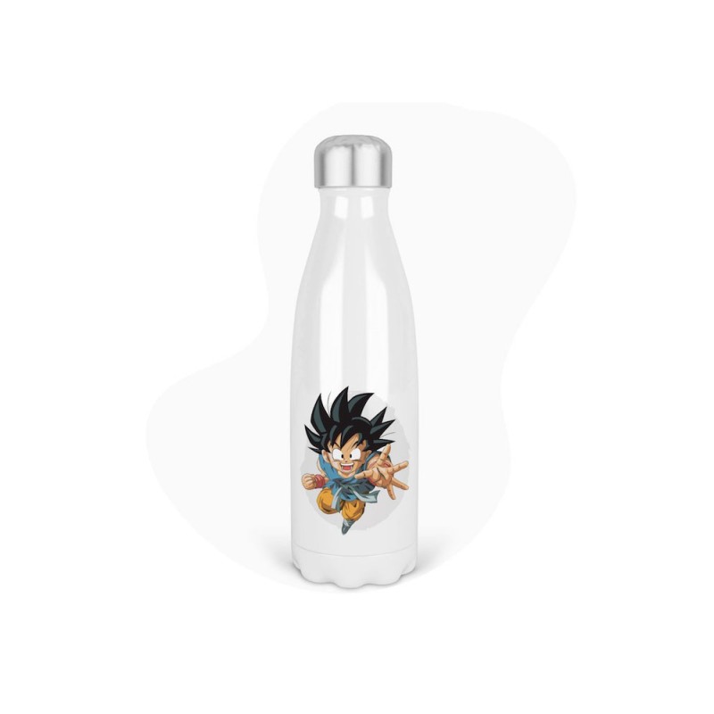Bouteille gourde isotherme acier inox - Blanc - 350 ml - imprimé illustration Manga anime