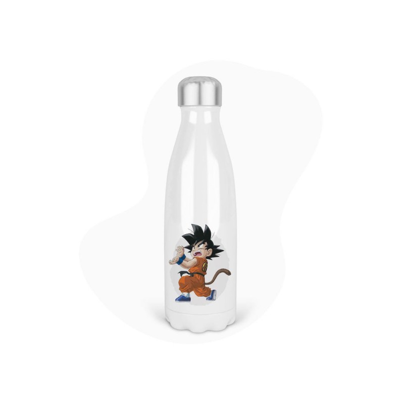 Bouteille gourde isotherme acier inox - Blanc - 350 ml - imprimé illustration Manga anime