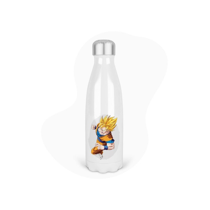 Bouteille gourde isotherme acier inox - Blanc - 350 ml - imprimé illustration Manga anime