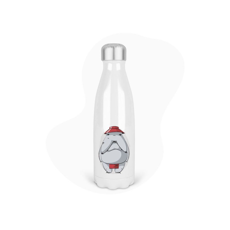 Bouteille gourde isotherme acier inox - Blanc - 350 ml - imprimé illustration Manga anime
