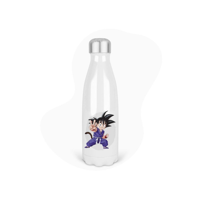 Bouteille gourde isotherme acier inox - Blanc - 350 ml - imprimé illustration Manga anime