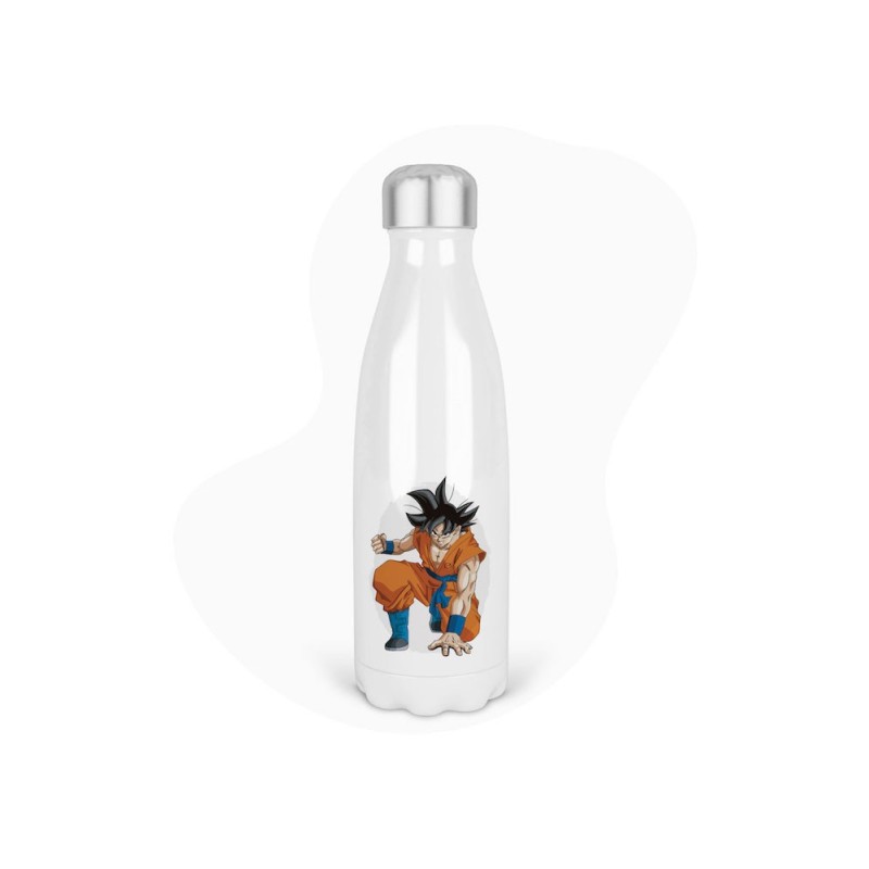 Bouteille gourde isotherme acier inox - Blanc - 350 ml - imprimé illustration Manga anime