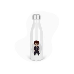 Bouteille gourde isotherme acier inox - Blanc - 350 ml - imprimé illustration Sorcier cinéma
