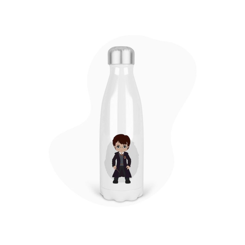 Bouteille gourde isotherme acier inox - Blanc - 350 ml - imprimé illustration Sorcier cinéma