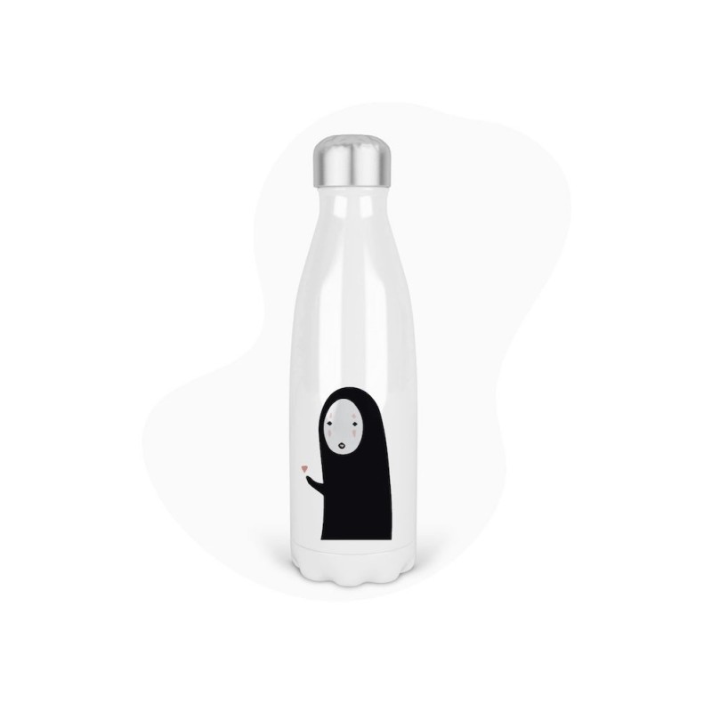 Bouteille gourde isotherme acier inox - Blanc - 350 ml - imprimé illustration Manga anime