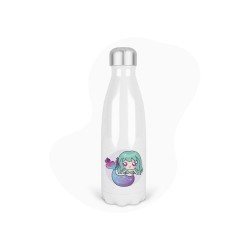 Bouteille gourde isotherme acier inox - Blanc - 350 ml - imprimé illustration Manga Sirène