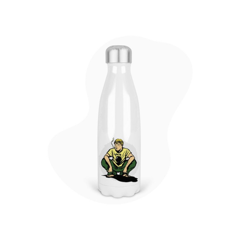 Bouteille gourde isotherme acier inox - Blanc - 350 ml - imprimé illustration Manga anime