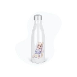 Bouteille gourde isotherme acier inox - Blanc - 350 ml - imprimé illustration Manga anime girl