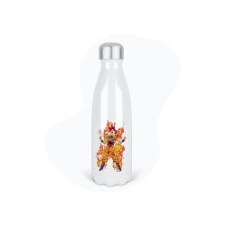 Bouteille gourde isotherme acier inox - Blanc - 350 ml - imprimé illustration Manga anime