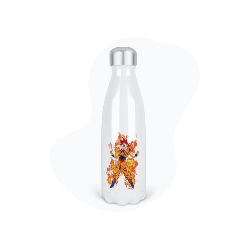 Bouteille gourde isotherme acier inox - Blanc - 350 ml - imprimé illustration Manga anime