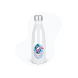 Bouteille gourde isotherme acier inox - Blanc - 350 ml - imprimé illustration Manga anime girl