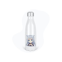 Bouteille gourde isotherme acier inox - Blanc - 350 ml - imprimé illustration Manga anime girl