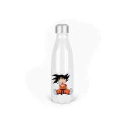 Bouteille gourde isotherme acier inox - Blanc - 350 ml - imprimé illustration Manga anime
