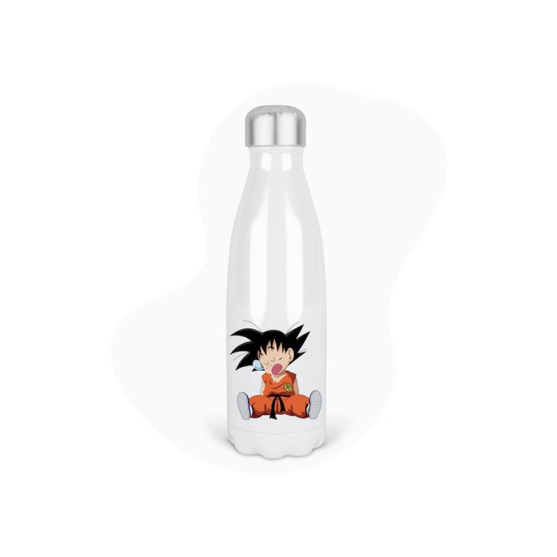 Bouteille gourde isotherme acier inox - Blanc - 350 ml - imprimé illustration Manga anime