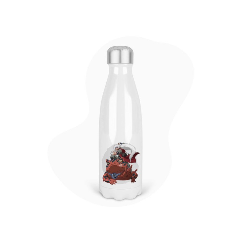 Bouteille gourde isotherme acier inox - Blanc - 350 ml - imprimé illustration Manga anime
