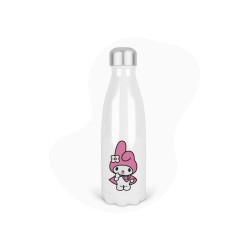 Bouteille gourde isotherme acier inox - Blanc - 350 ml - imprimé illustration Manga kawaii lapin