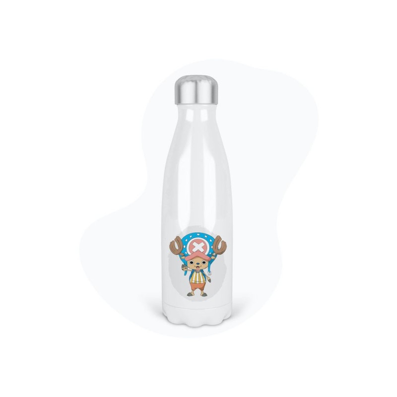 Bouteille gourde isotherme acier inox - Blanc - 350 ml - imprimé illustration Manga anime