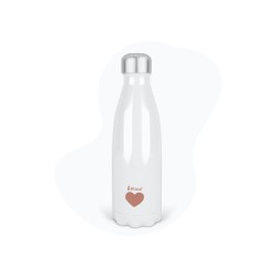 Bouteille gourde isotherme acier inox - Blanc - 350 ml - imprimé illustration Coeur amour