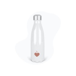 Bouteille gourde isotherme acier inox - Blanc - 350 ml - imprimé illustration Coeur Toi