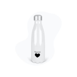 Bouteille gourde isotherme acier inox - Blanc - 350 ml - imprimé illustration Fête des pères Coeur papounet