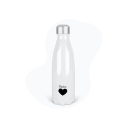 Bouteille gourde isotherme acier inox - Blanc - 350 ml - imprimé illustration Fête des pères Coeur Dadou
