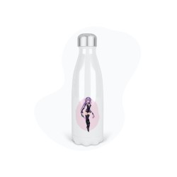 Bouteille gourde isotherme acier inox - Blanc - 350 ml - imprimé illustration Manga anime girl