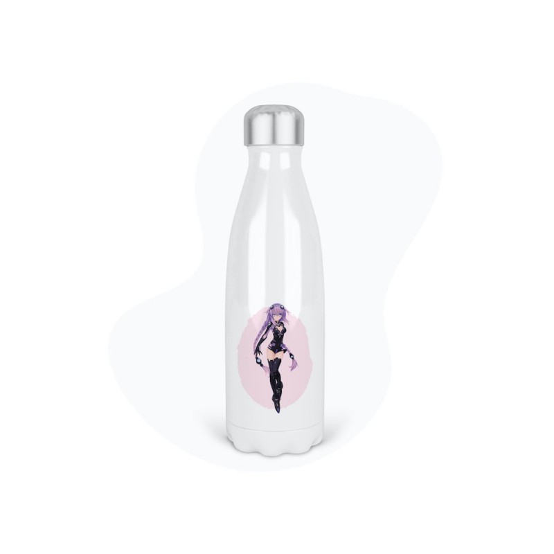 Bouteille gourde isotherme acier inox - Blanc - 350 ml - imprimé illustration Manga anime girl