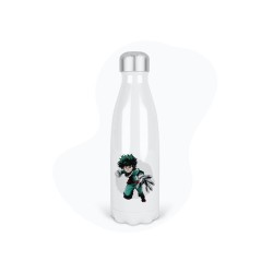 Bouteille gourde isotherme acier inox - Blanc - 350 ml - imprimé illustration Manga anime