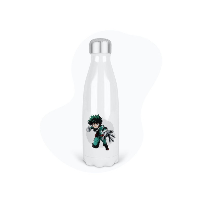 Bouteille gourde isotherme acier inox - Blanc - 350 ml - imprimé illustration Manga anime