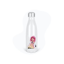 Bouteille gourde isotherme acier inox - Blanc - 350 ml - imprimé illustration Manga anime girl